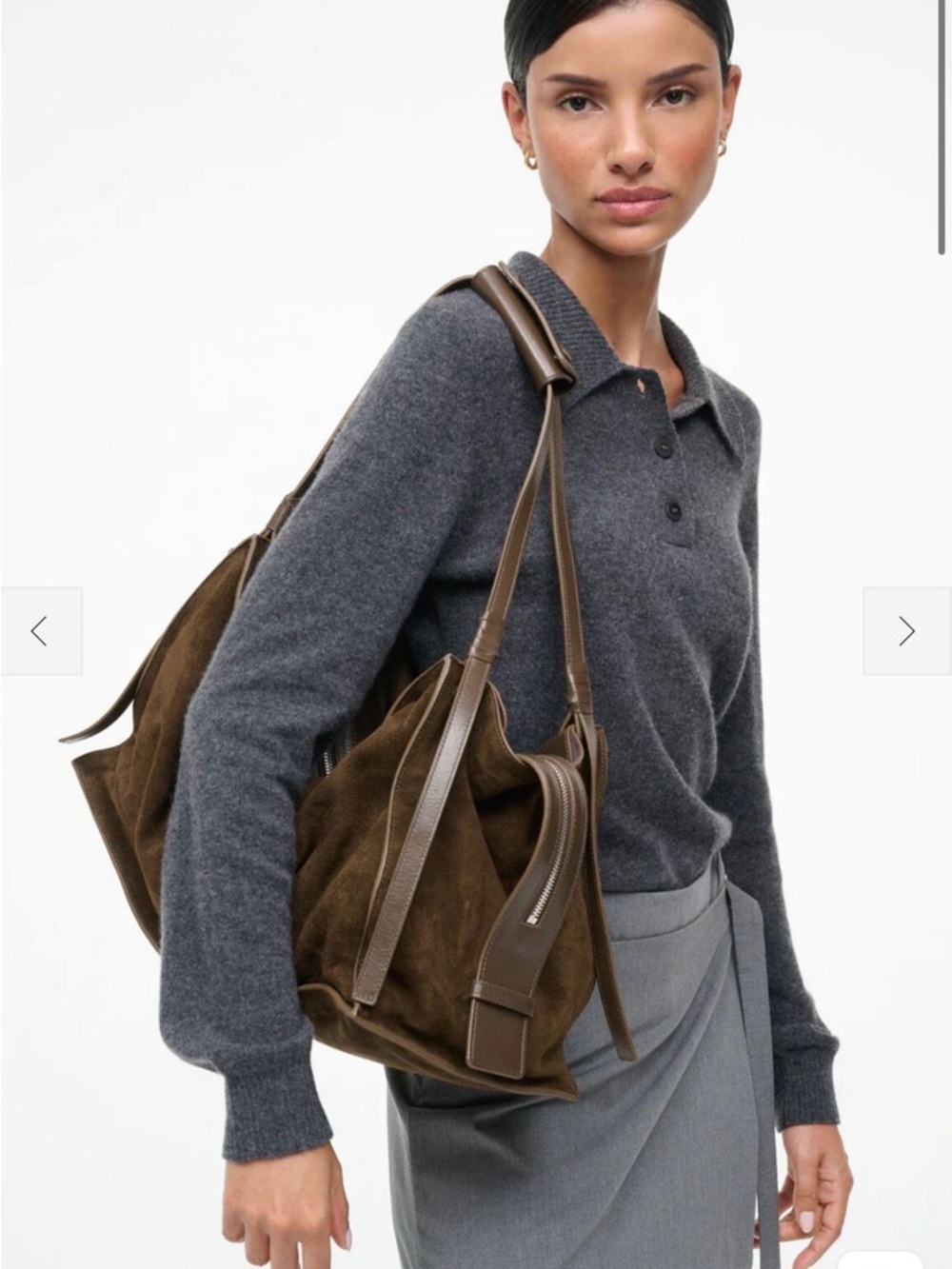 STAUD LARGE HAROLD BAG TRUFFLE SUEDE